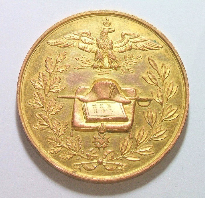 法国1869年拿破仑诞辰百年 高浮雕精制大镀金章 50MM