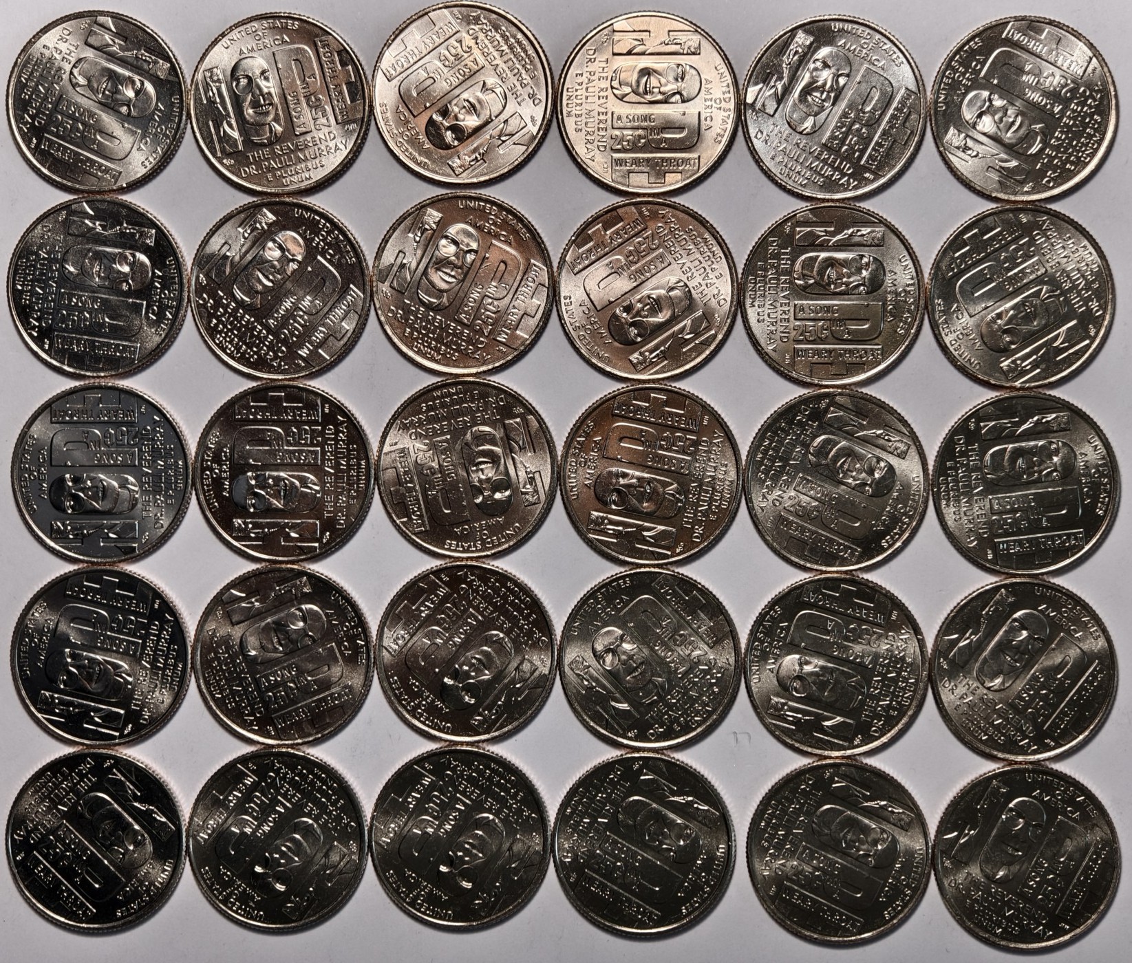 紫瑗钱币——第338期拍卖 美国 2024年 杰出女性系列 保罗·默里 25美分 30枚一组 UNC