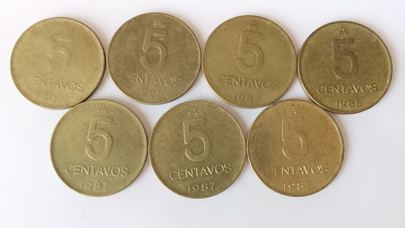 第一海外回流一元起拍收藏 散币专场 第81期 阿根廷5分铜币虎猫动物 7枚