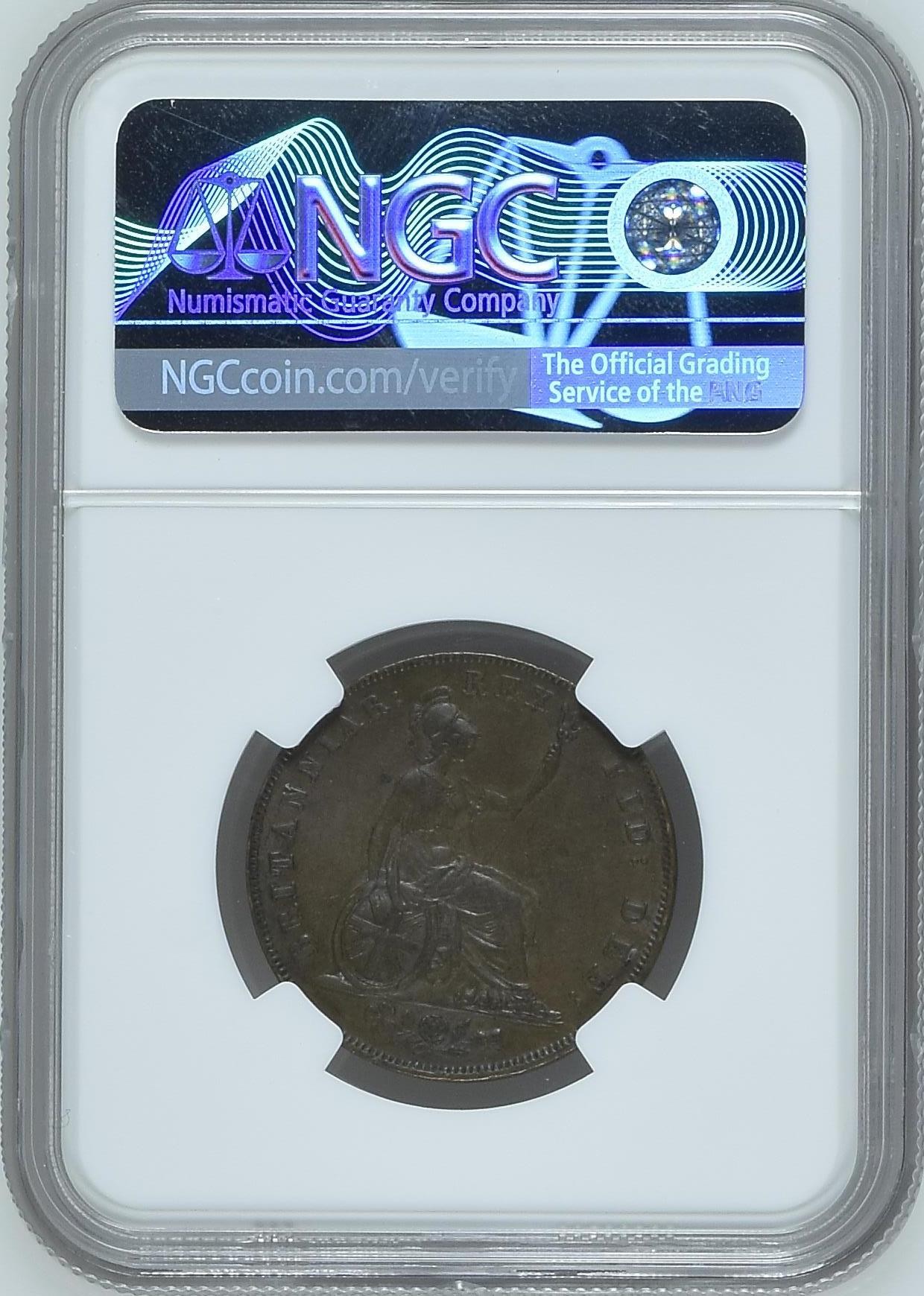 收藏联盟Quantum Auction 第338期拍卖  英国1826年乔治四世1/2便士 NGC AU 55 BN