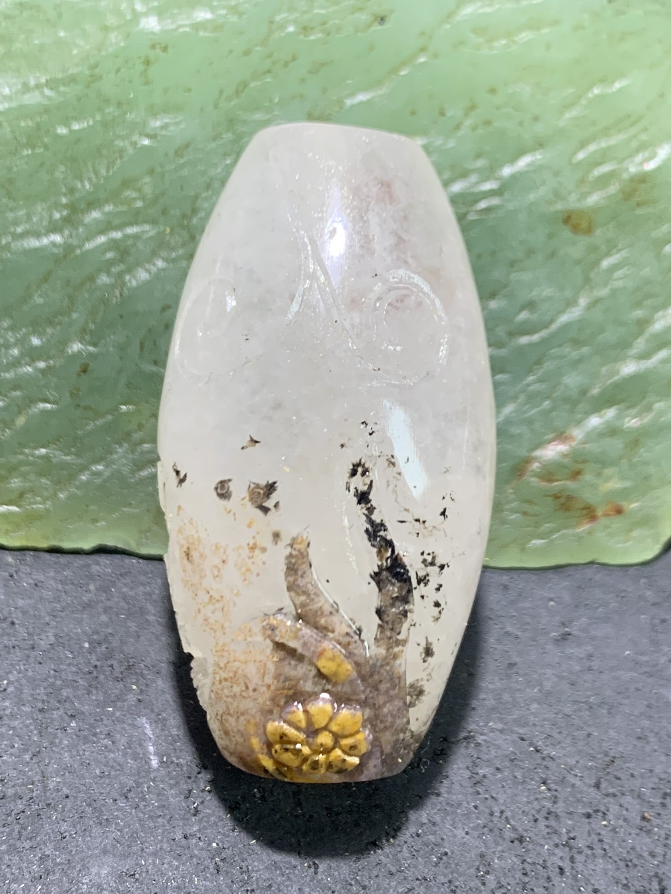 精美亚光冰飘战国红玛瑙手工雕刻富贵有鱼桶珠一颗！寓意：富贵有余，