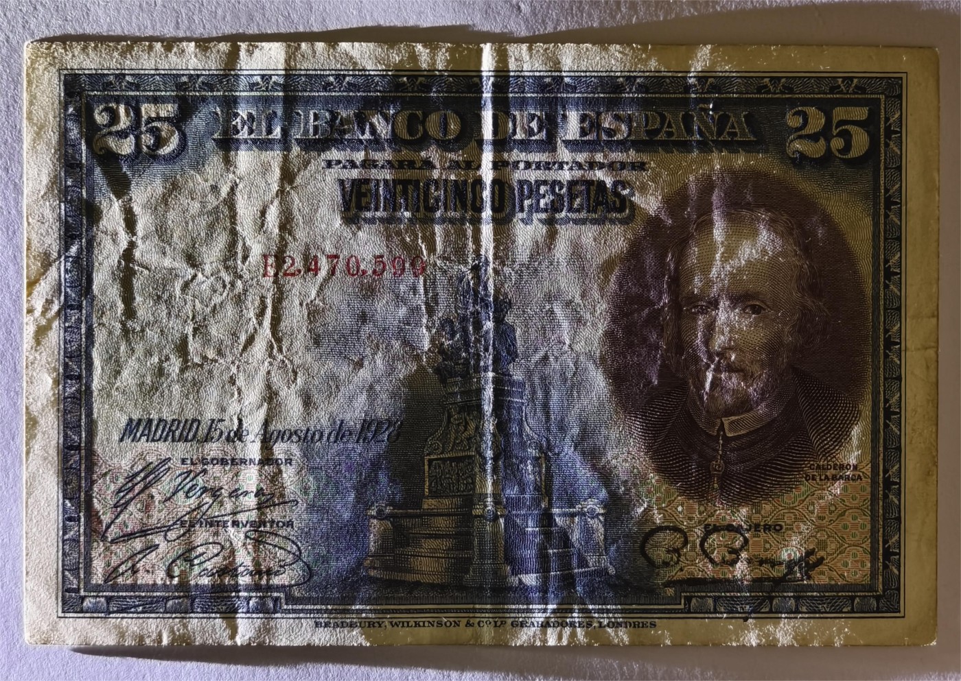 紫瑗钱币——第339期拍卖——纸币场 西班牙 1928年 卡尔德隆 25比塞塔 流通品