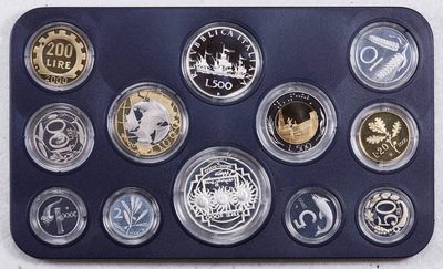 S&S Numismatic世界钱币-拍卖 第115期  - 意大利2000年12枚套币 精制 官方卡币  含2枚11+14.6克835银币