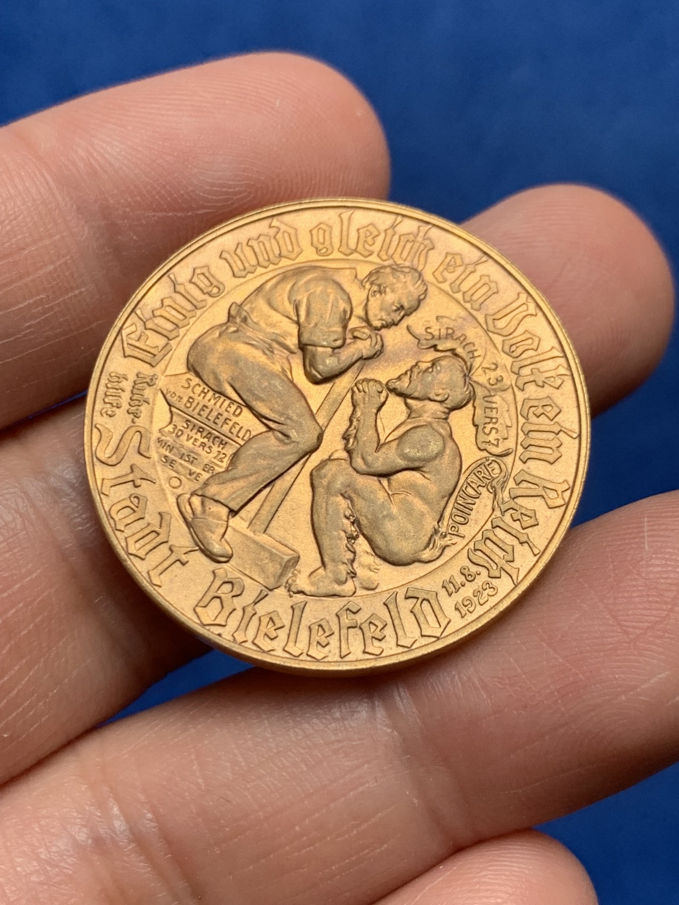 《竞宝斋》第258场-周日，周一 2场连拍 (全场包邮) 1923年德紧比勒费尔德镀金马克