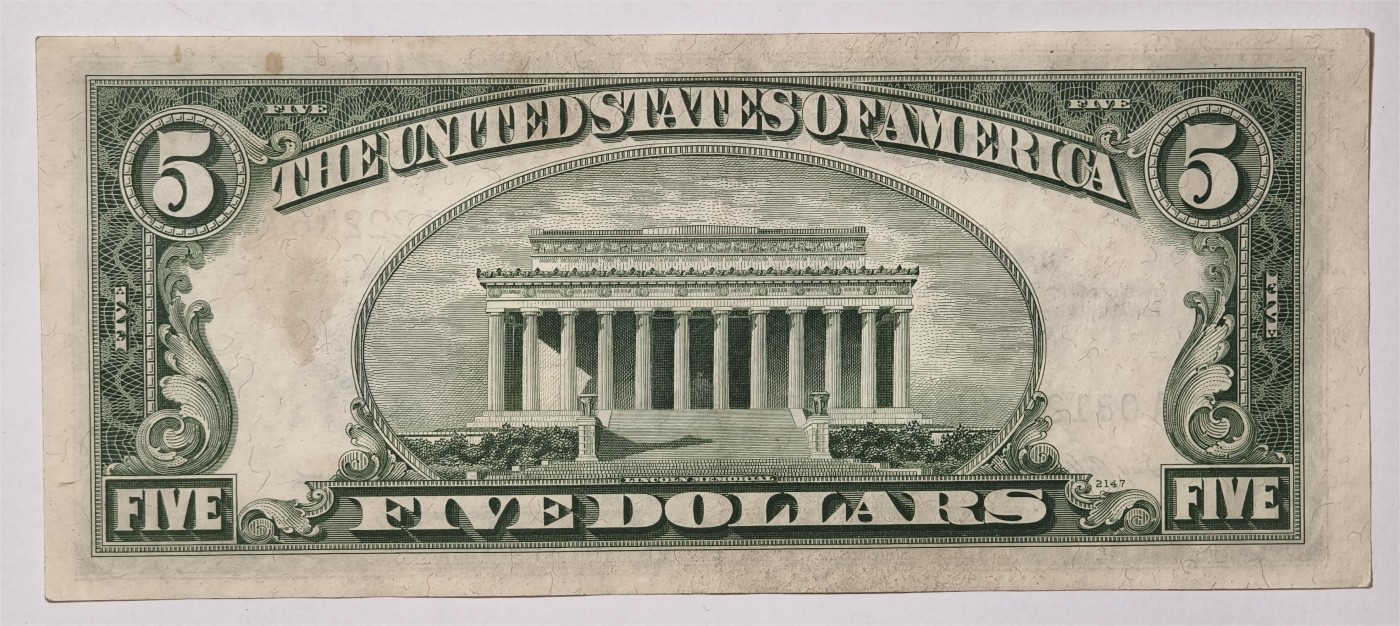 紫瑗钱币——第339期拍卖——纸币场 美国 1953年 无序列 亚伯拉罕·林肯 5美元 蓝印 银元券 AU