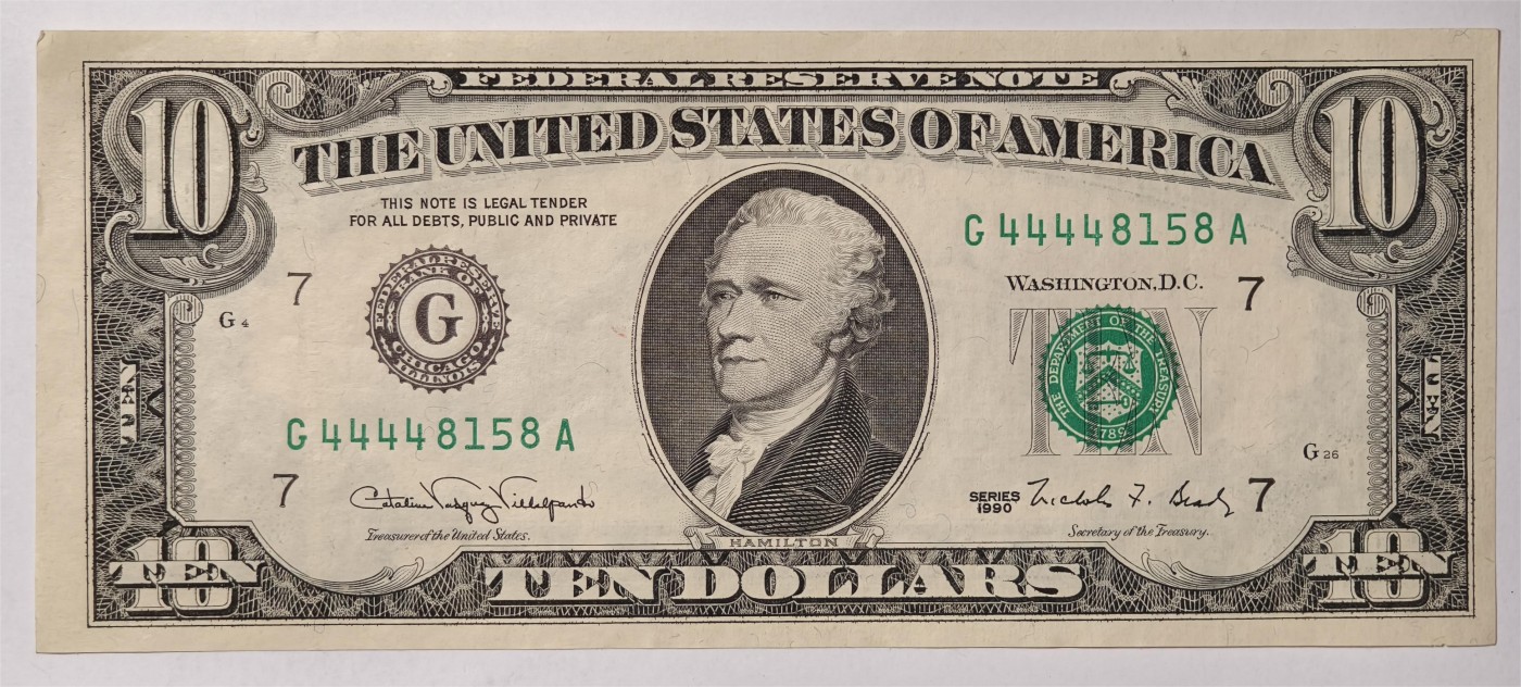 紫瑗钱币——第339期拍卖——纸币场 美国 1990年 G版 无序列 亚历山大·汉密尔顿 10美元 小头版 UNC