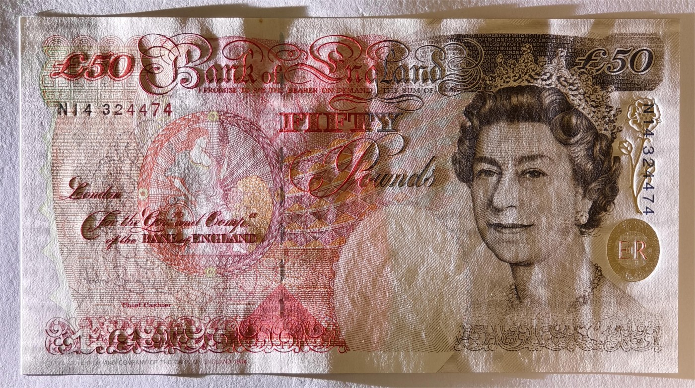 紫瑗钱币——第369期拍卖——纸币场 英国 1994年 E序列 英格兰银行第一任行长 约翰·霍布伦 50英镑 UNC