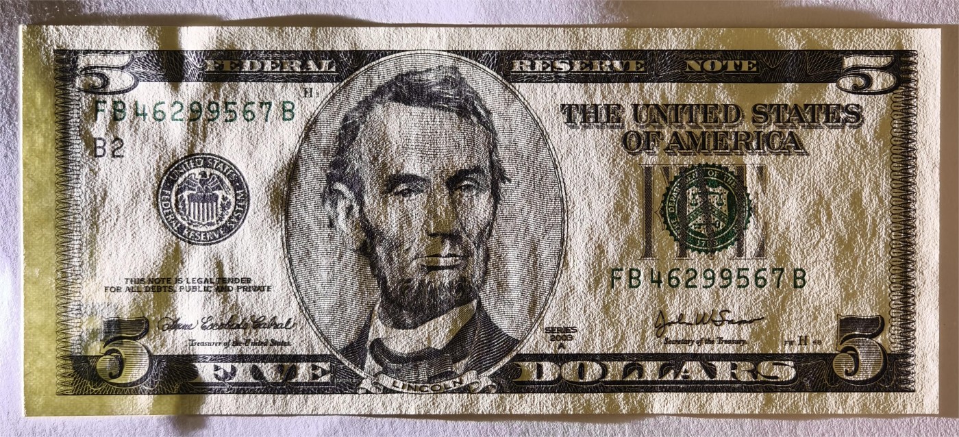 紫瑗钱币——第339期拍卖——纸币场 美国 2003年 B版 A序列 亚伯拉罕·林肯 5美元 大头版 UNC