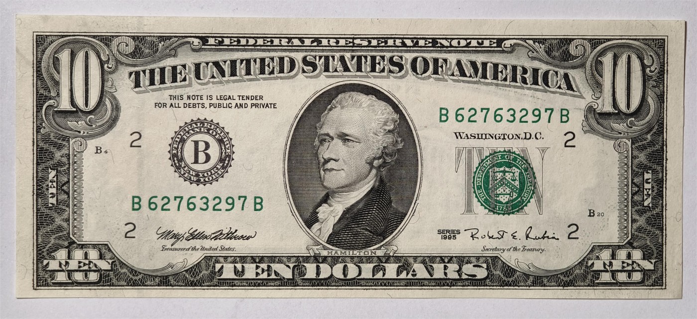 紫瑗钱币——第339期拍卖——纸币场 美国 1995年 B版 无序列 亚历山大·汉密尔顿 10美元 小头版 UNC