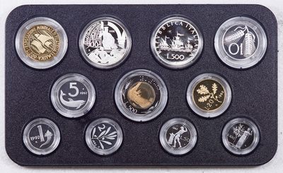 S&S Numismatic世界钱币-拍卖 第115期  - 意大利1992年11枚套币 精制 官方卡币 含2枚11+11克835银币