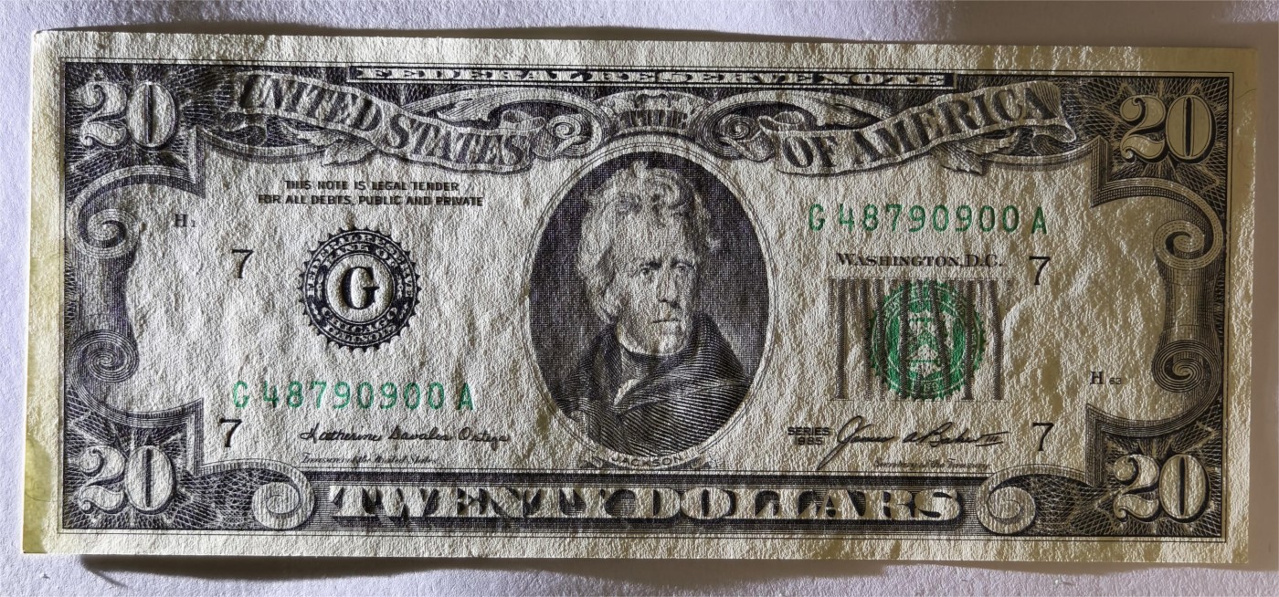 紫瑗钱币——第339期拍卖——纸币场 美国 1985年 G版 无序列 安德鲁·杰克逊 20美元 小头版 UNC