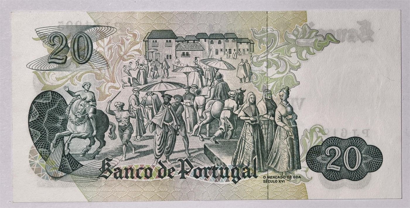 紫瑗钱币——第355期拍卖——纸币场 葡萄牙 1971年 加西亚·德·奥尔塔 20埃斯库多 UNC (P-173)