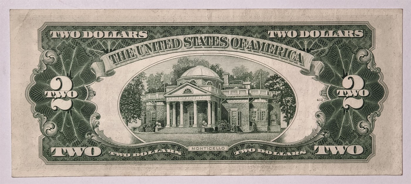 紫瑗钱币——第339期拍卖——纸币场 美国 1953年 C序列 托马斯·杰斐逊 2美元 红印 政府券 流通品
