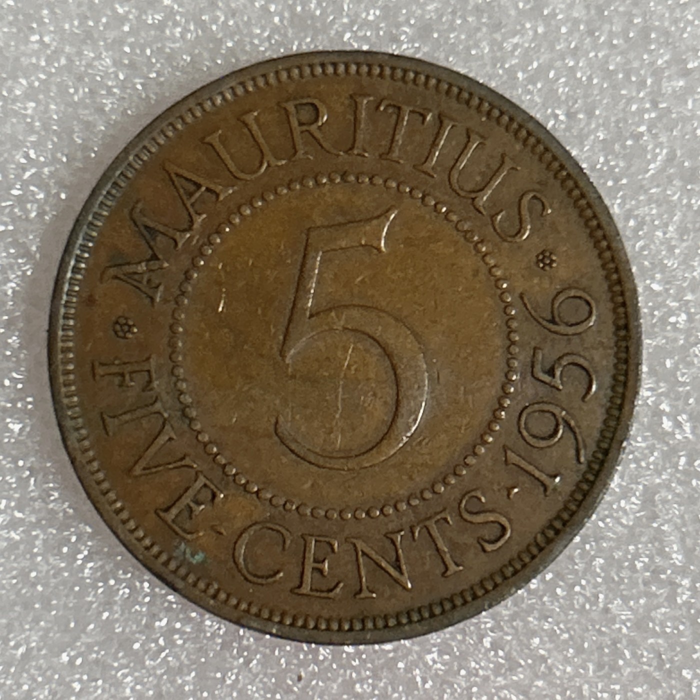 海外回流1元起拍小铺 各国钱币散币场 第10期 英属毛里求斯1956年5分 伊丽莎白二世女王高冠头像