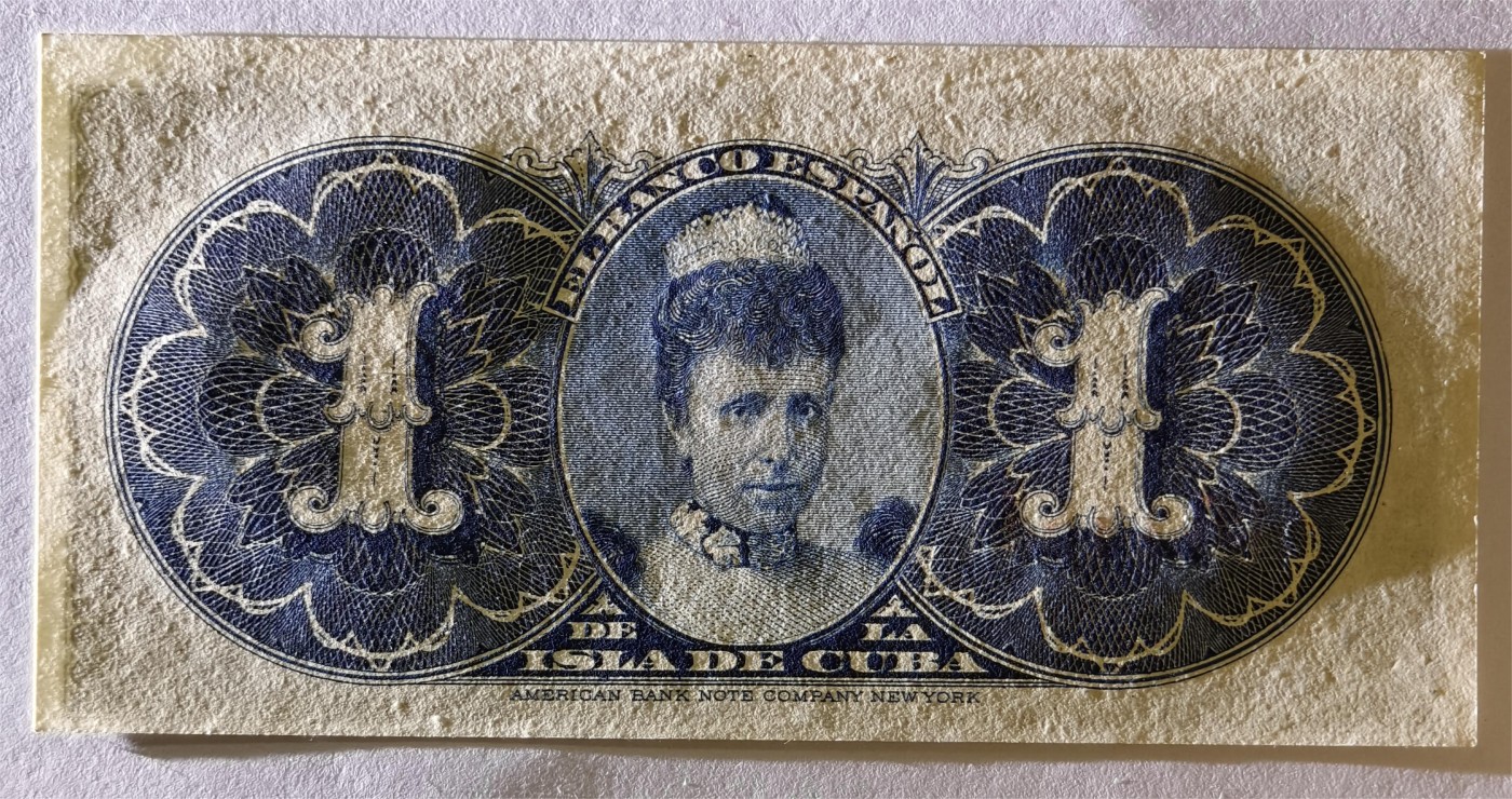 紫瑗钱币——第339期拍卖——纸币场 古巴 1896年 古巴西班牙银行 1比索 UNC