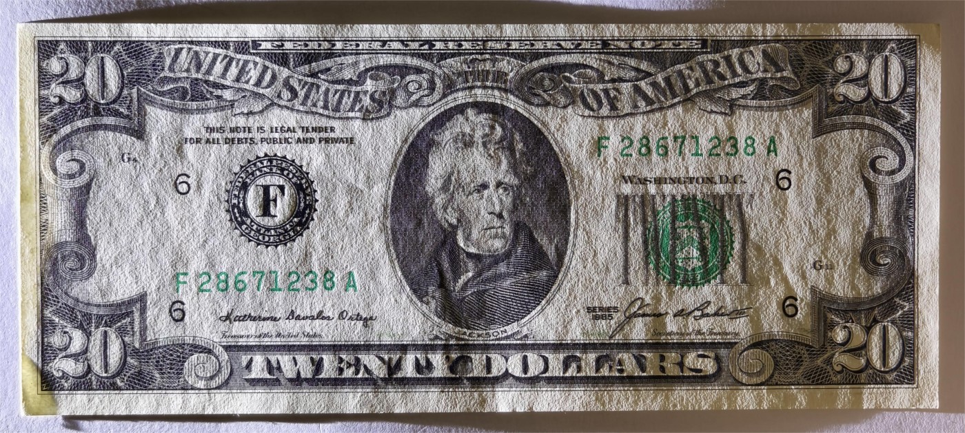 紫瑗钱币——第339期拍卖——纸币场 美国 1985年 F版 无序列 安德鲁·杰克逊 20美元 小头版 UNC