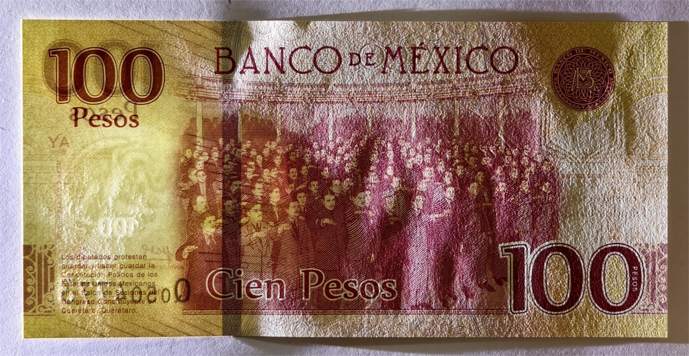 紫瑗钱币——第339期拍卖——纸币场 墨西哥 2017年 宪法颁布100周年 纪念钞 100比索 UNC