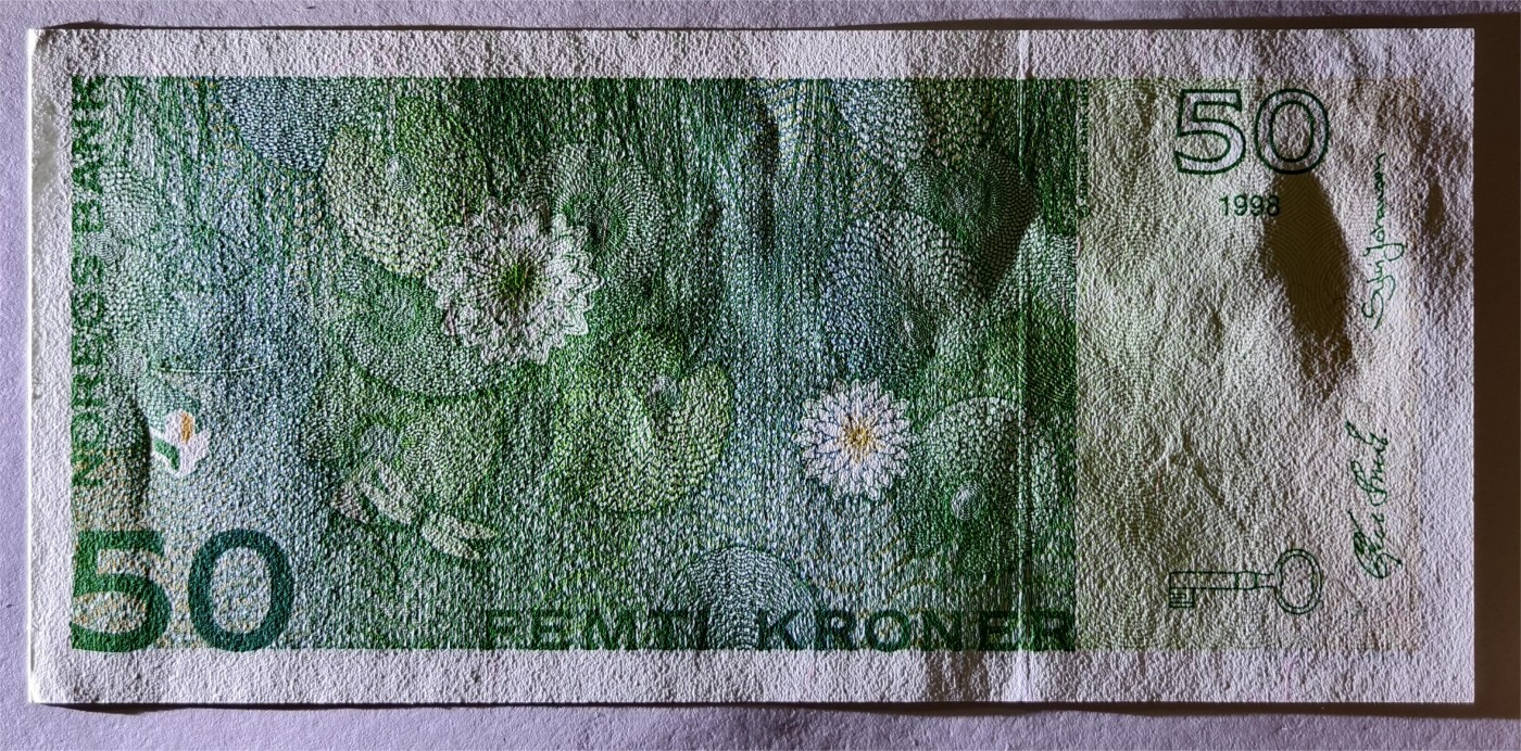 紫瑗钱币——第355期拍卖——纸币场 挪威 1998年 挪威民俗作家艾伯乔森 50克朗 UNC