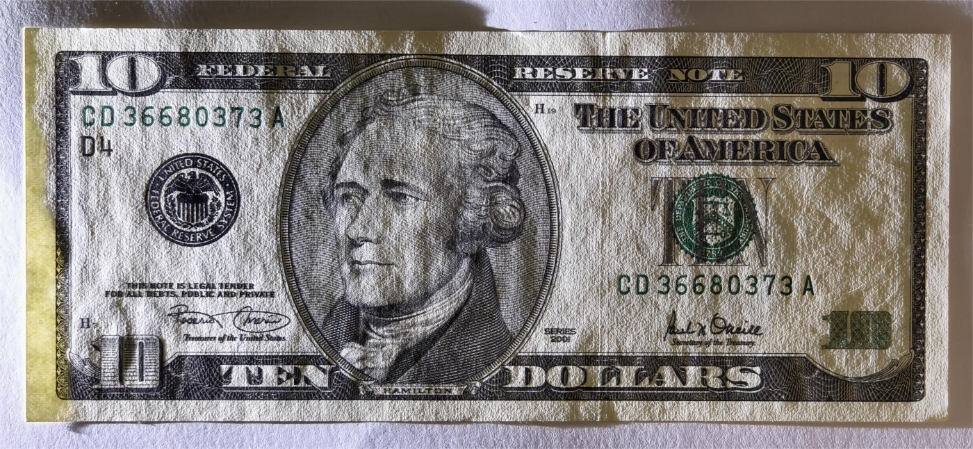 紫瑗钱币——第339期拍卖——纸币场 美国 2001年 D版 无序列 亚历山大·汉密尔顿 10美元 大头版 UNC