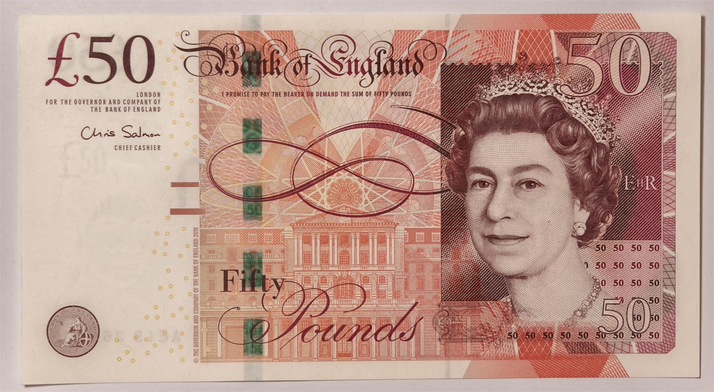 紫瑗钱币——第355期拍卖——纸币场 英国2010年 F序列 工程师瓦特(蒸汽机发明者)和其推广合作者博尔顿 50镑 UNC