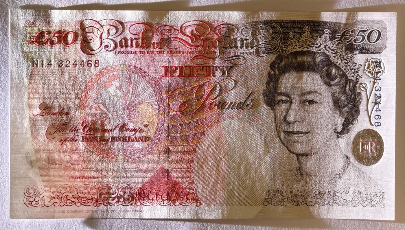 紫瑗钱币——第369期拍卖——纸币场 英国 1994年 E序列 英格兰银行第一任行长 约翰·霍布伦 50英镑 UNC