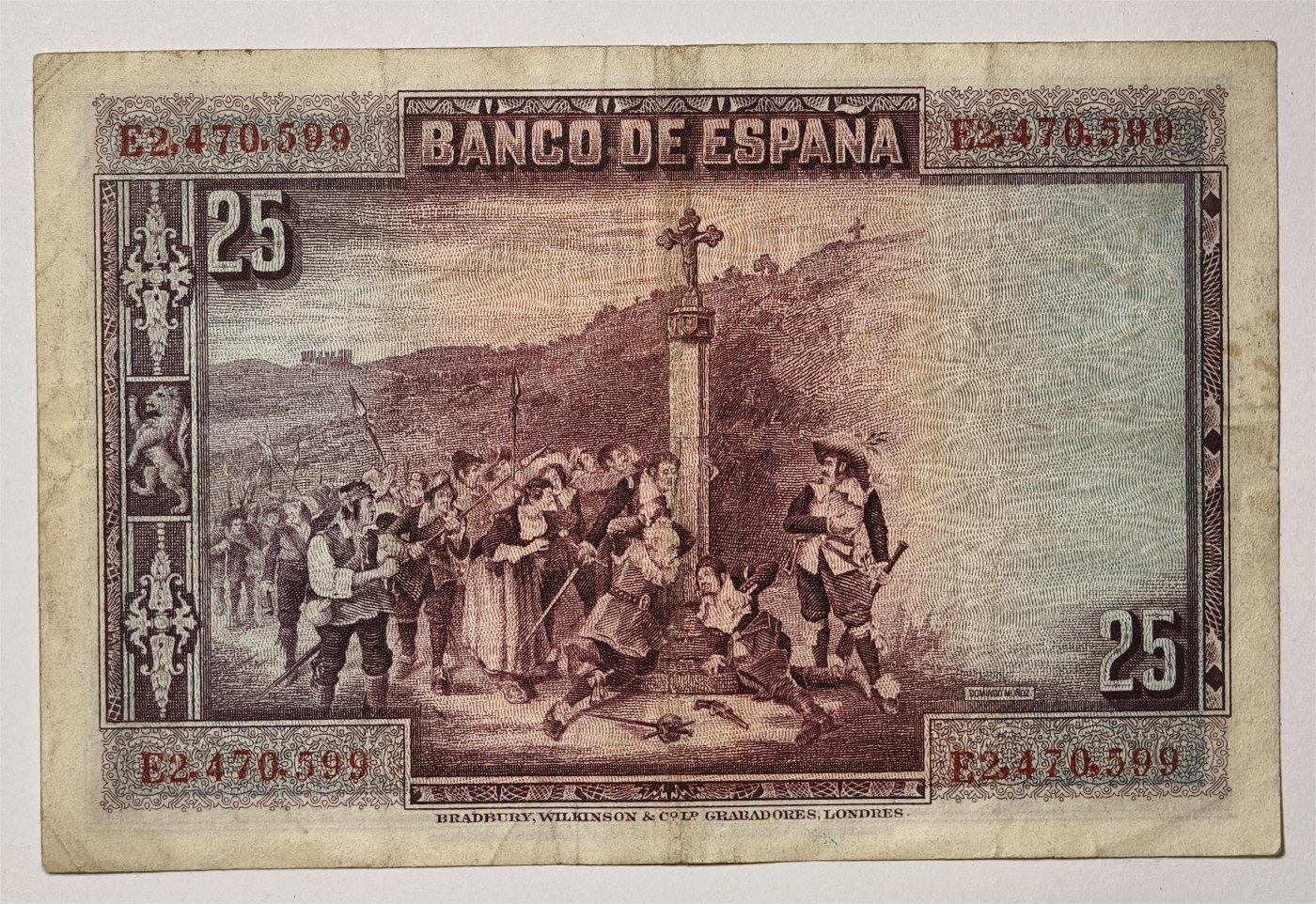 紫瑗钱币——第339期拍卖——纸币场 西班牙 1928年 卡尔德隆 25比塞塔 流通品