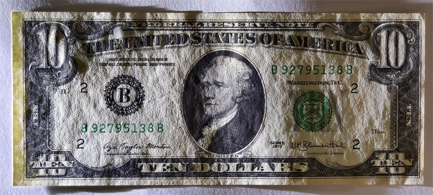 紫瑗钱币——第339期拍卖——纸币场 美国 1977年 B版 无序列 亚历山大·汉密尔顿 10美元 小头版 UNC