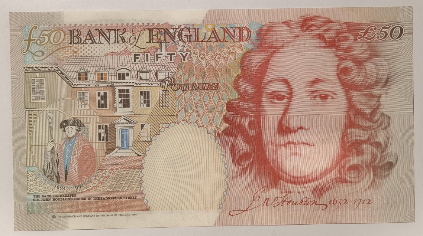 紫瑗钱币——第369期拍卖——纸币场 英国 1994年 E序列 英格兰银行第一任行长 约翰·霍布伦 50英镑 UNC