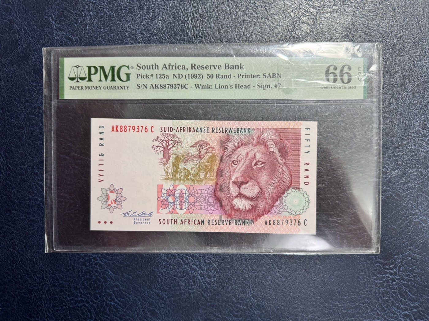 收藏联盟Quantum Auction 第338期拍卖  南非1992年50兰特 PMG66 号码无4