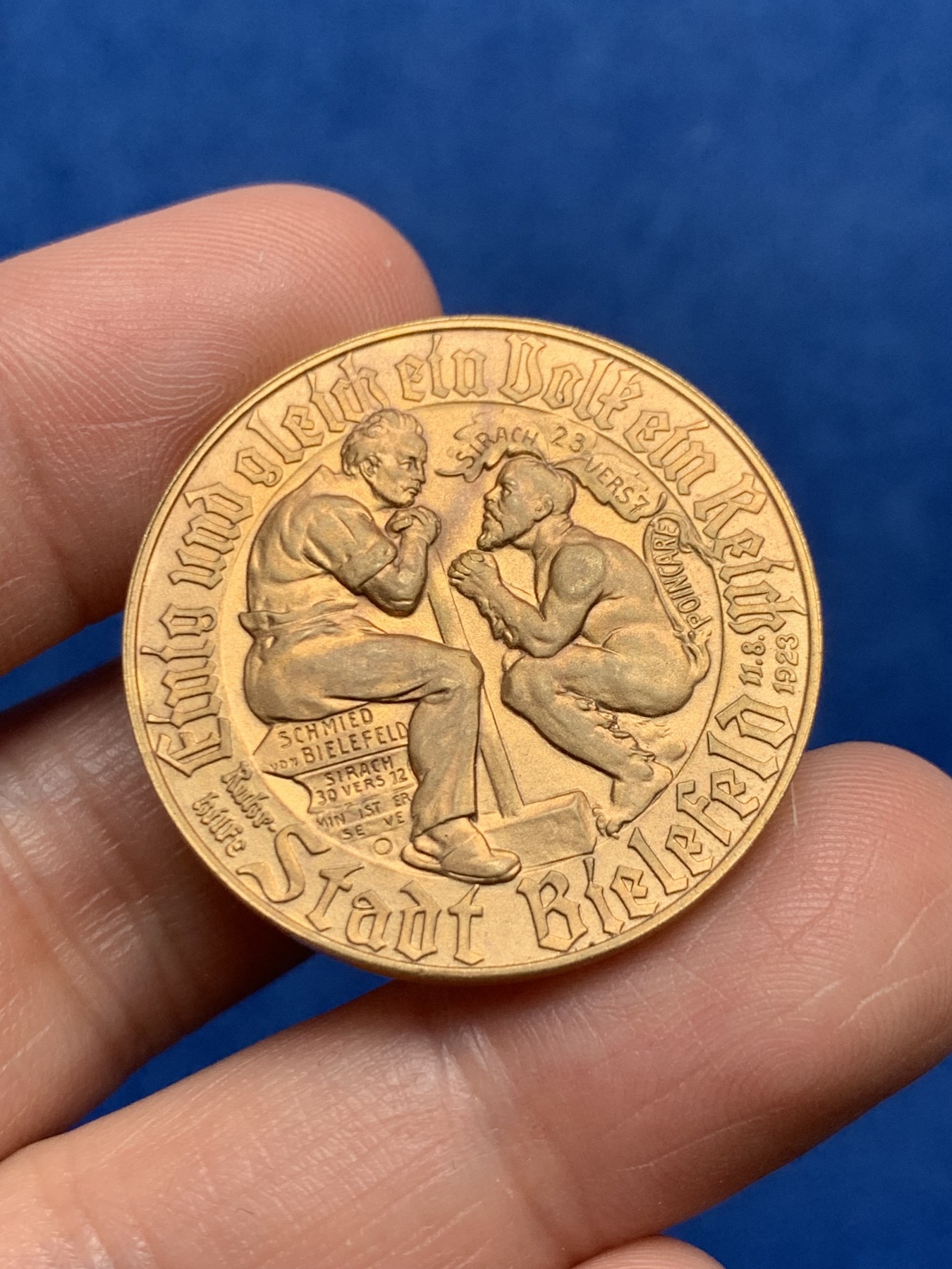 《竞宝斋》第258场-周日，周一 2场连拍 (全场包邮) 1923年德紧比勒费尔德镀金马克