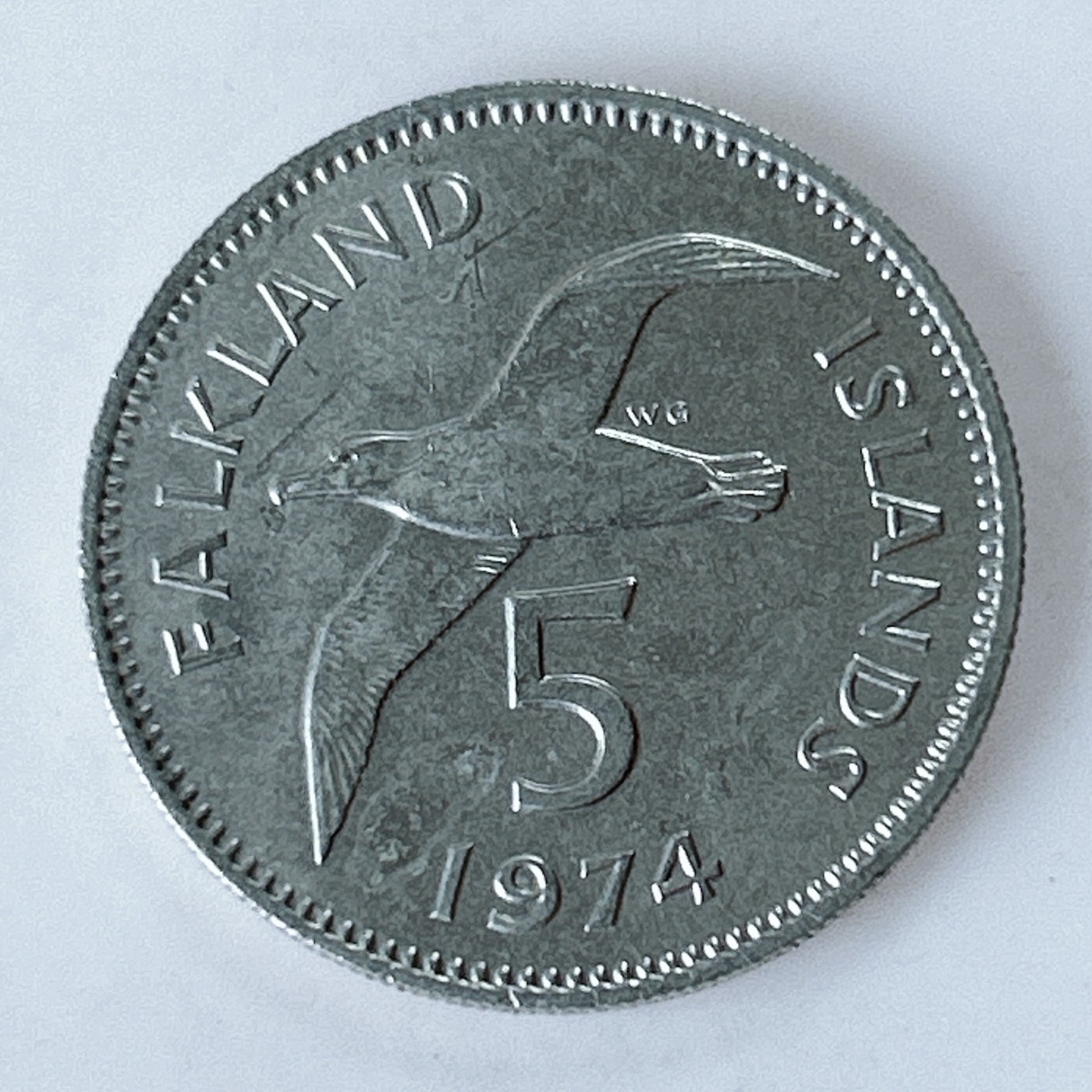 海外回流1元起拍小铺 各国钱币散币场 第10期 1974年福克兰群岛5便士