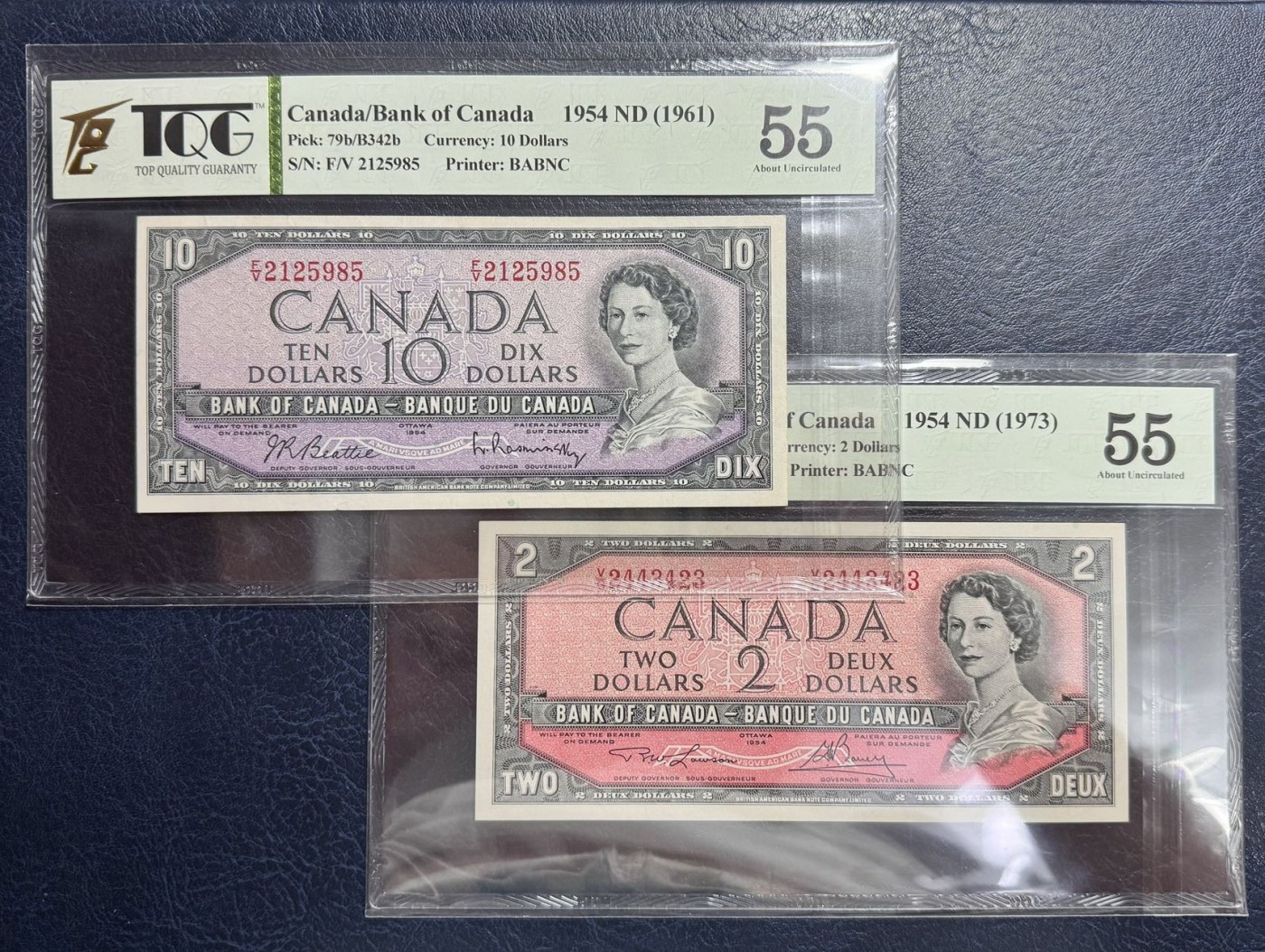 收藏联盟Quantum Auction 第338期拍卖  加拿大1954年版2和5元 TQG55 洛基山脉