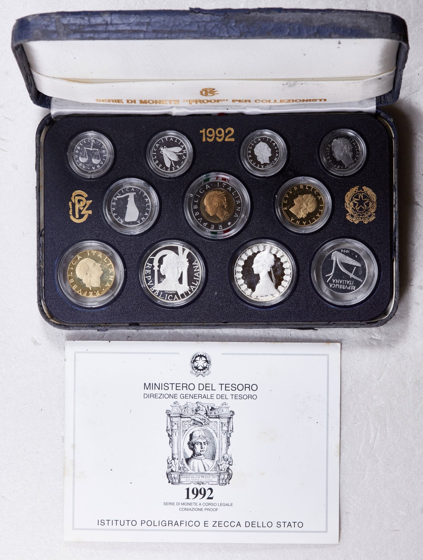 S&S Numismatic世界钱币-拍卖 第115期  意大利1992年11枚套币 精制 官方卡币 含2枚11+11克835银币