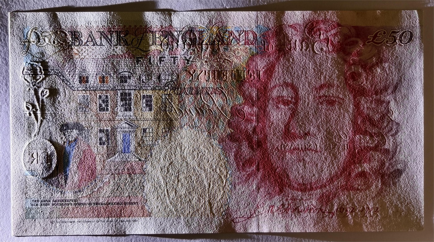 紫瑗钱币——第481期——纸币场 英国 1994年 E序列 英格兰银行第一任行长 约翰·霍布伦 50英镑 UNC