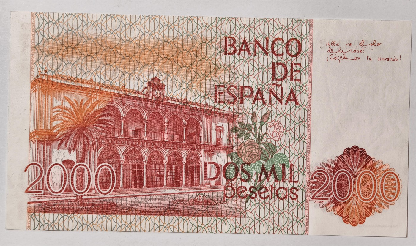 紫瑗钱币——第339期拍卖——纸币场 【数字冠】西班牙 1983年 胡安·拉蒙·希门尼斯 2000比塞塔 AU