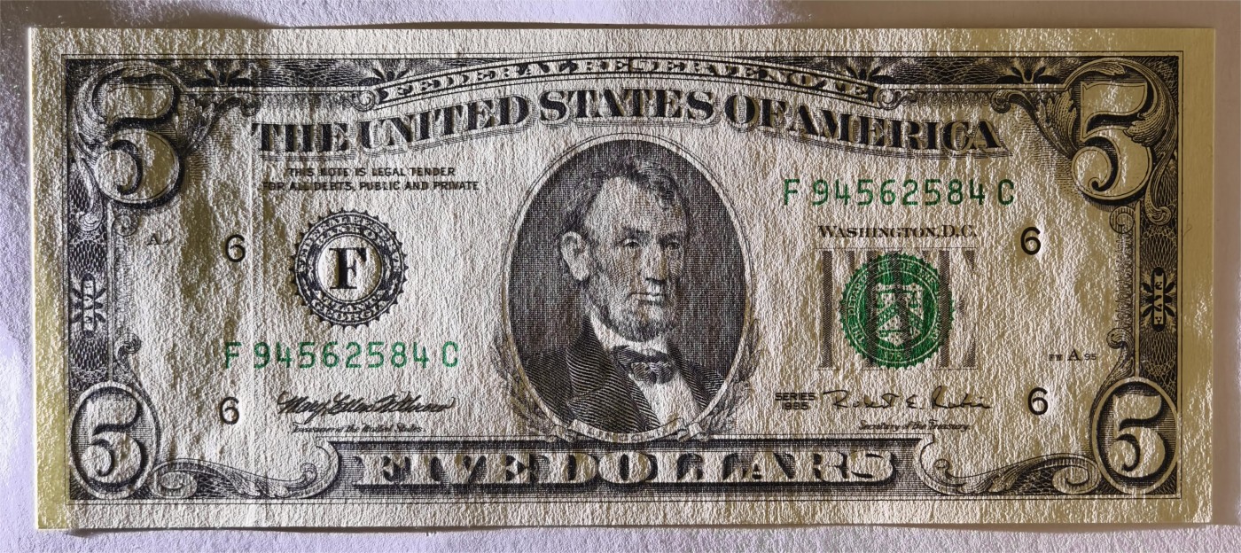 紫瑗钱币——第339期拍卖——纸币场 美国 1995年 F版 无序列 亚伯拉罕·林肯 5美元 小头版 UNC