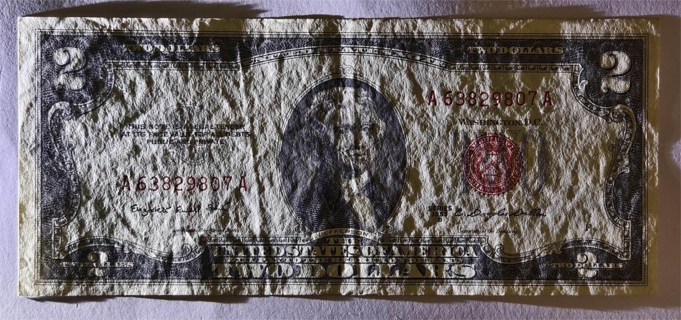 紫瑗钱币——第339期拍卖——纸币场 美国 1953年 B序列 托马斯·杰斐逊 2美元 红印 政府券 流通品