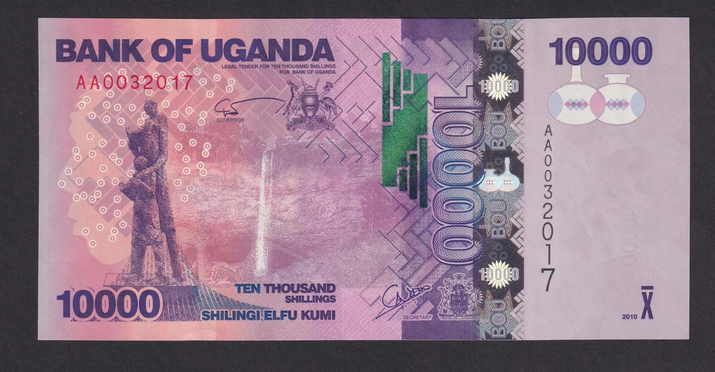 草稿银行第十八期国内外钞票拍卖 乌干达2010年10000先令 首版AA冠  全新品相