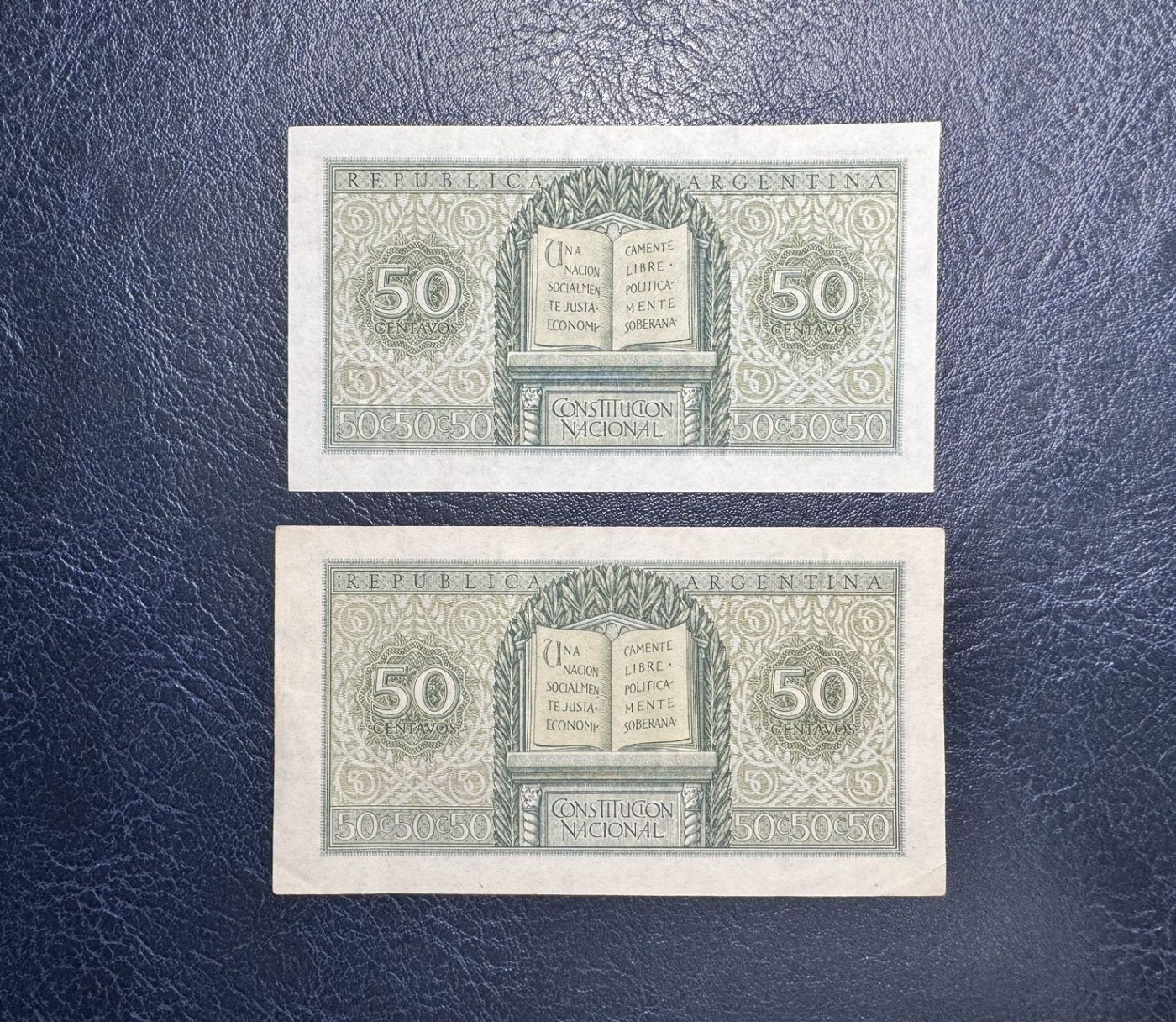 收藏联盟Quantum Auction 第338期拍卖  阿根廷1947年50分一对 不同序列 品相如图