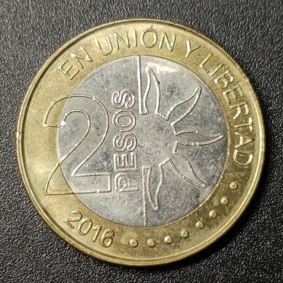 ↓君缘收藏65期☞钱币邮品↓无佣金、可寄存、满10元包邮  - 阿根廷🇦🇷2比索，独立200周年纪念币