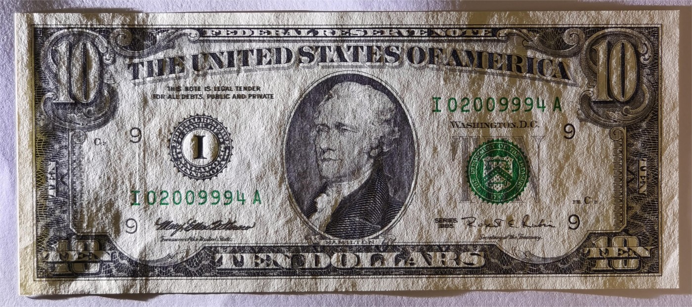 紫瑗钱币——第339期拍卖——纸币场 美国 1995年 I版 无序列 亚历山大·汉密尔顿 10美元 小头版 UNC