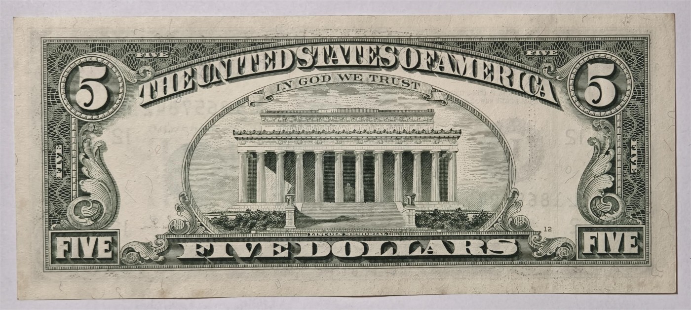 紫瑗钱币——第339期拍卖——纸币场 美国 1995年 L版 无序列 亚伯拉罕·林肯 5美元 小头版 UNC-