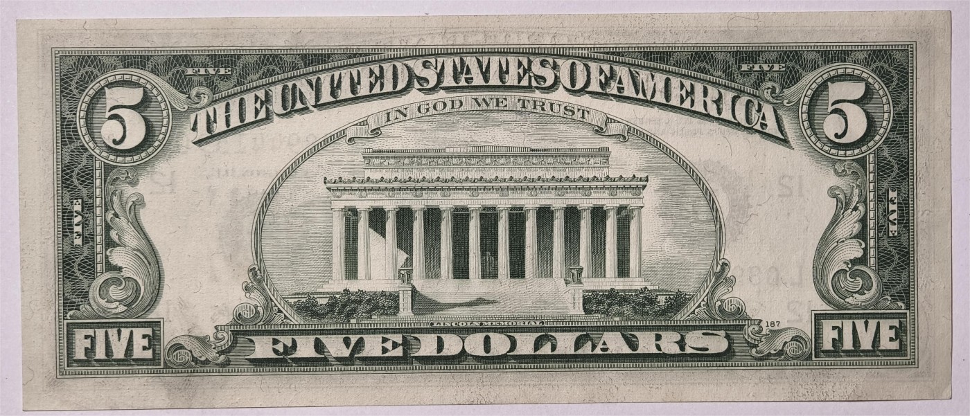 紫瑗钱币——第339期拍卖——纸币场 美国 1969年 L版 C序列 亚伯拉罕·林肯 5美元 小头版 UNC