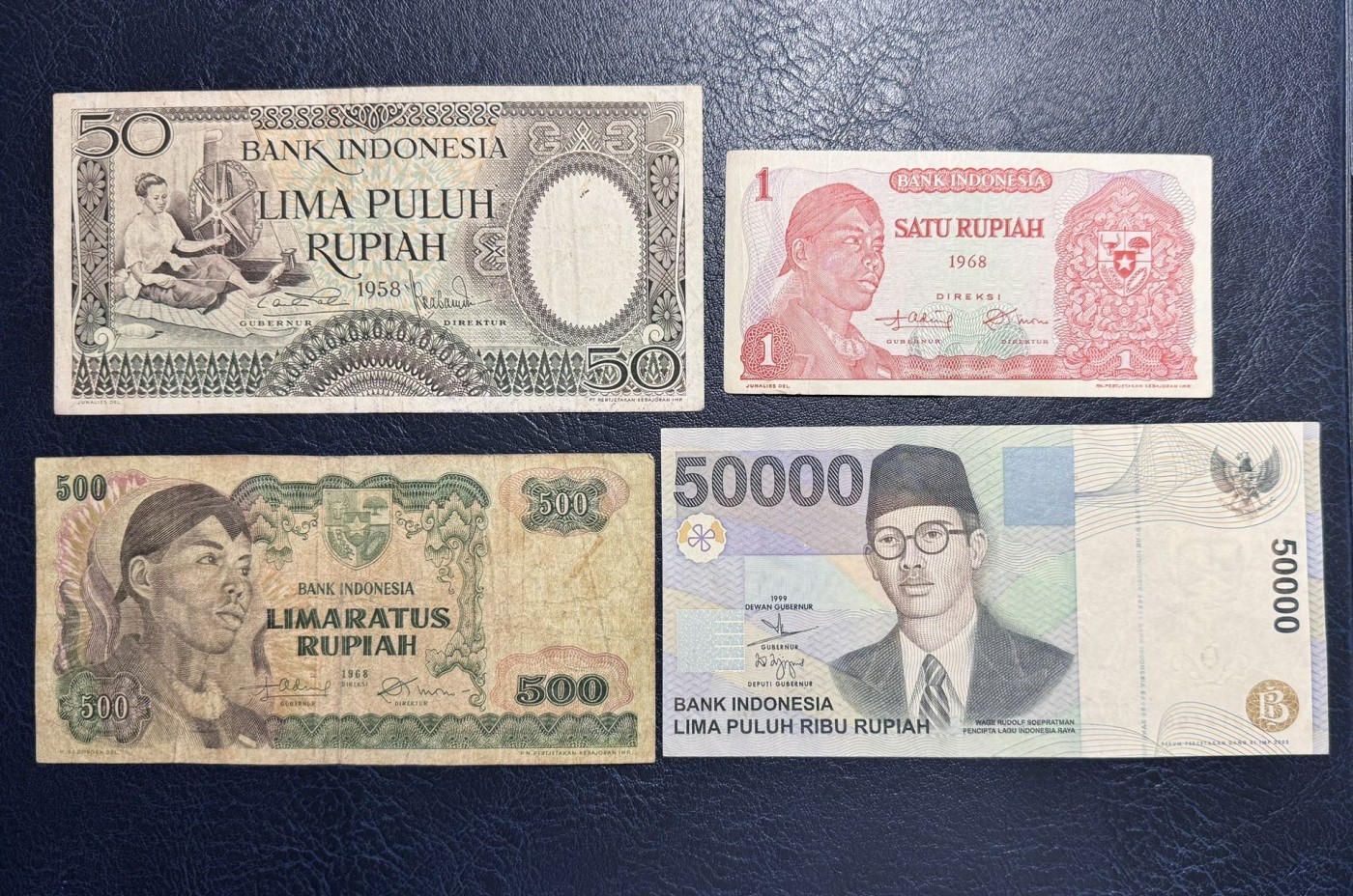 收藏联盟Quantum Auction 第338期拍卖  印度尼西亚1958年50和1968年1-500卢比，2003年50000卢比 非全新 品相如图