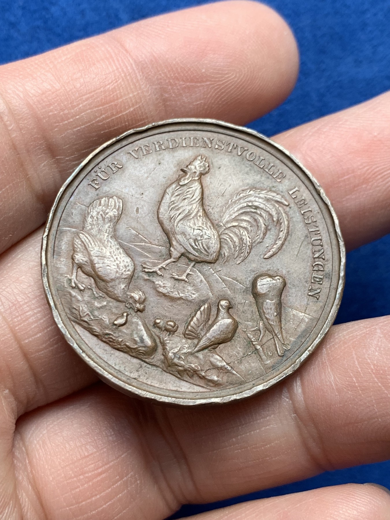 《竞宝斋》第259场-周日，周一 2场连拍 (全场包邮) 20世纪初德国杰出成就动物铜奖章 35.4mm 18.6克