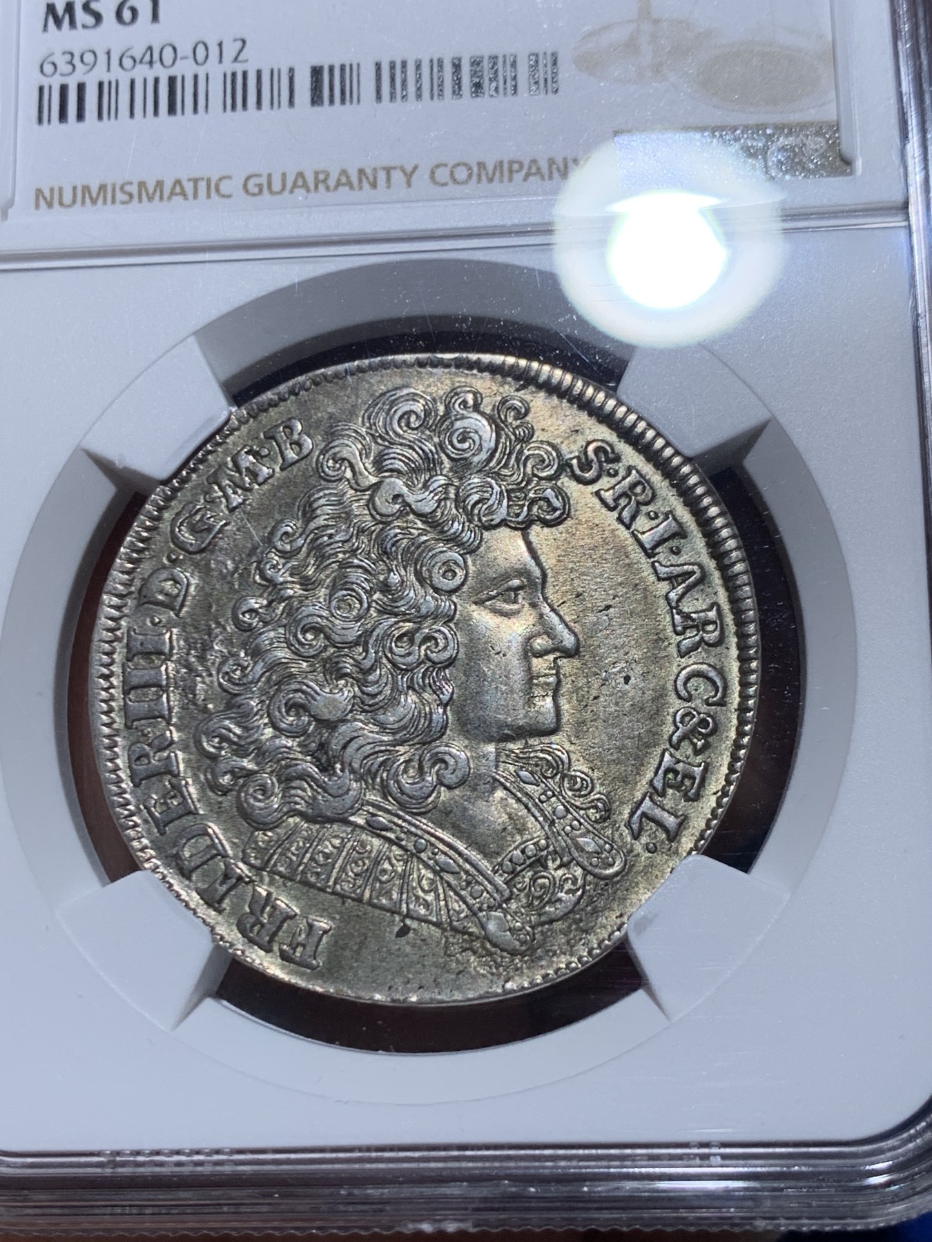 《竞宝斋》第259场-周日，周一 2场连拍 (全场包邮) NGC MS61 1689年 勃兰登堡选帝侯腓特烈三世 2/3泰勒银币