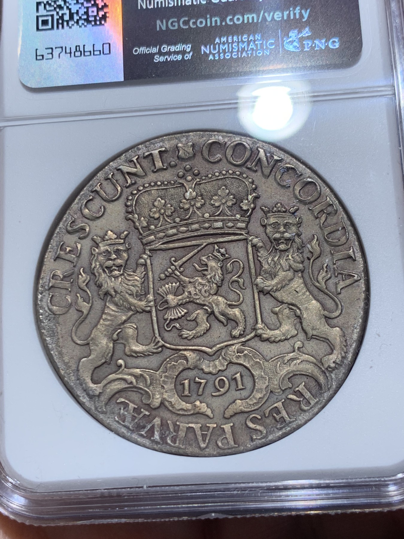 《竞宝斋》第259场-周日，周一 2场连拍 (全场包邮) NGC UNCD 荷兰 1791年 乌特勒支 骑士大马剑 1杜卡特银币 细节极好