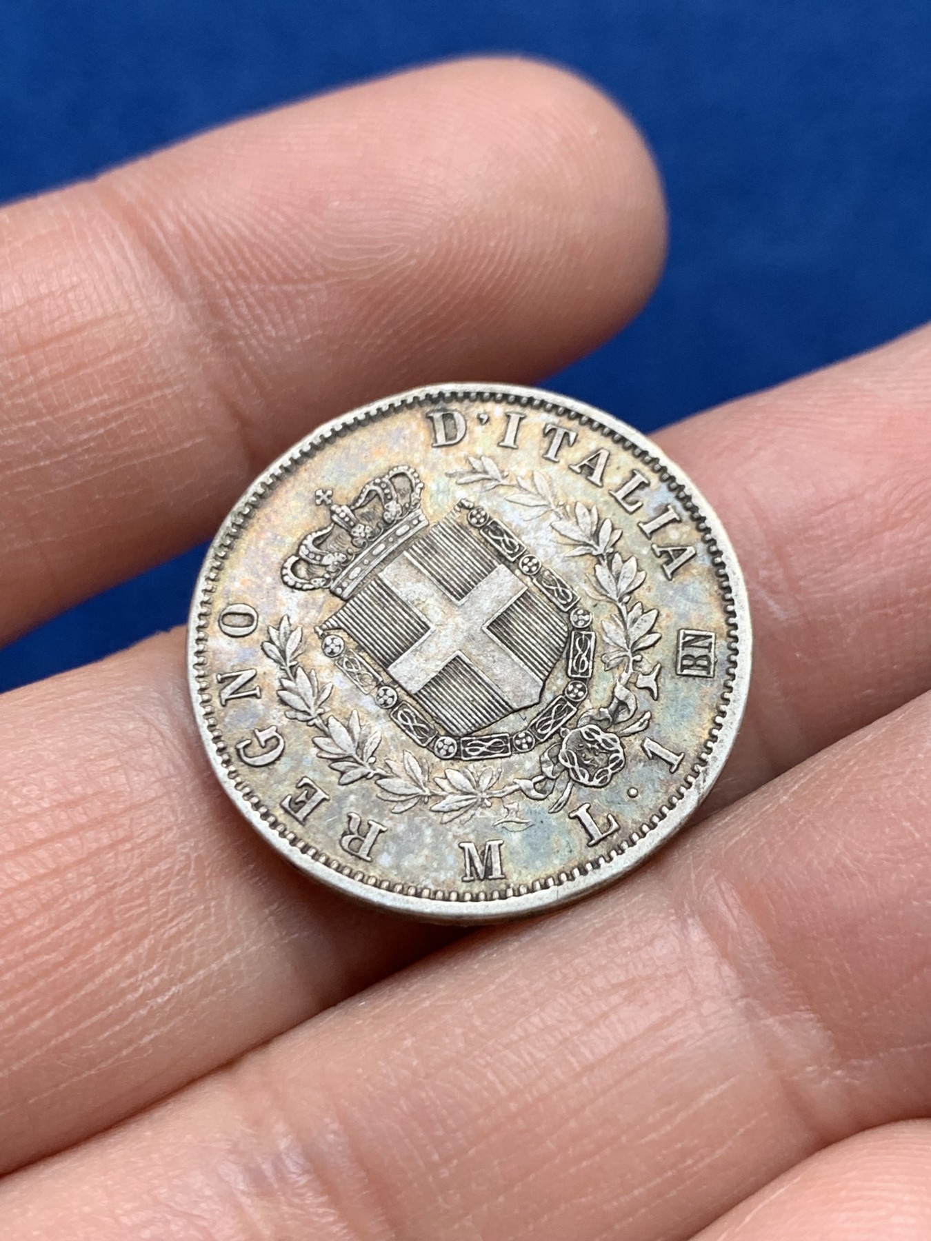 《竞宝斋》第259场-周日，周一 2场连拍 (全场包邮) 意大利1863年1里拉银币