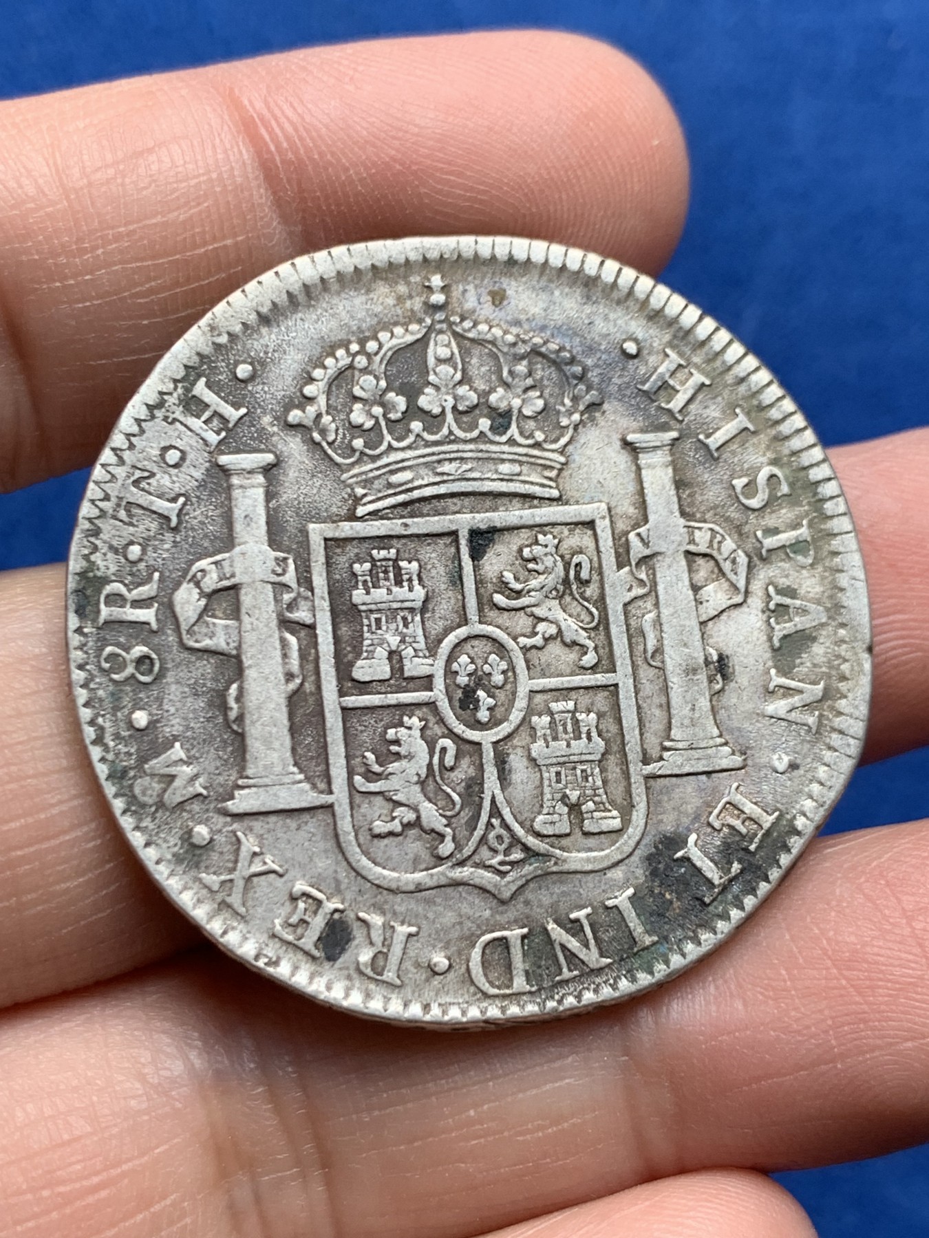 《竞宝斋》第259场-周日，周一 2场连拍 (全场包邮) 墨西哥1805年卡洛斯四世8里亚尔银币 原味包浆