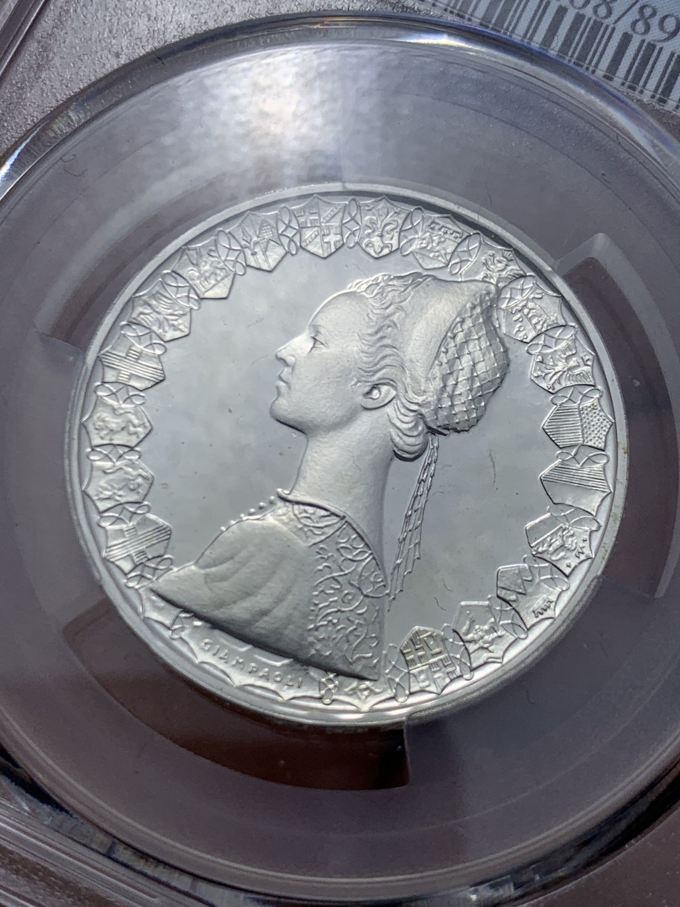 《竞宝斋》第259场-周日，周一 2场连拍 (全场包邮) 亚军分 PCGS PR68DCAM 意大利 1985年 精制 帆船少女 500里拉银币 首年发行 发行量仅15000枚